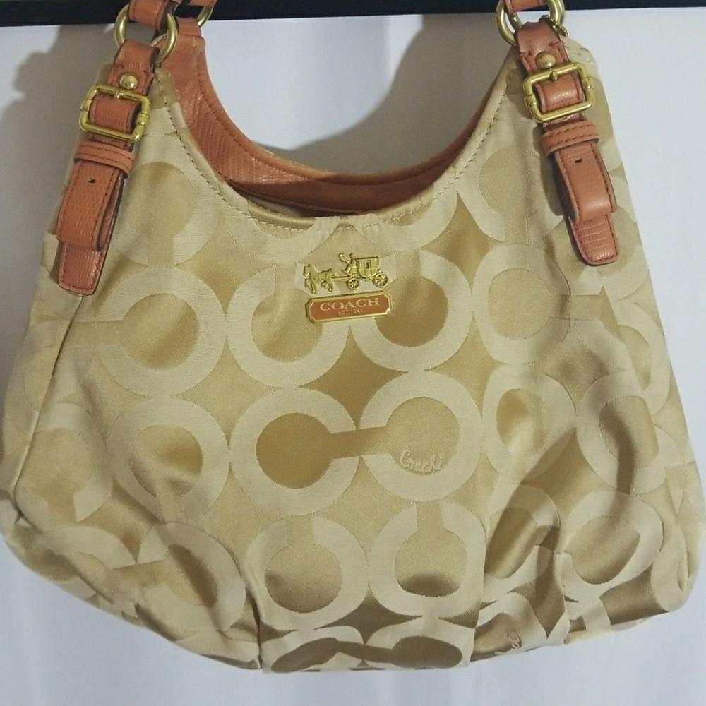 Coach khaki shoulder purse/satchel